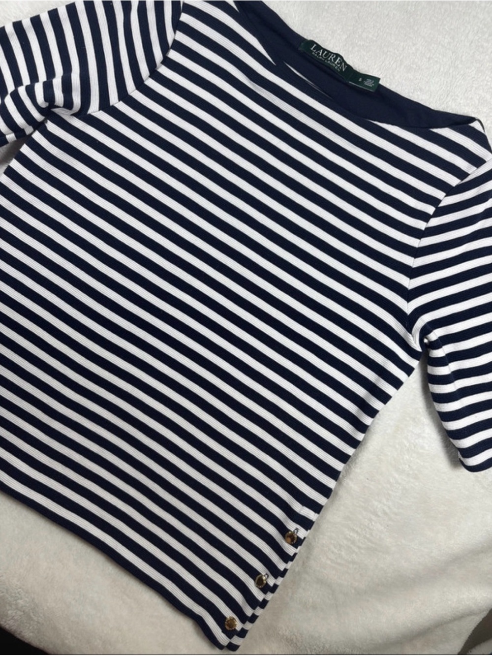 Lauren Ralph Lauren Navy & White Striped Women’s Top Size Small
